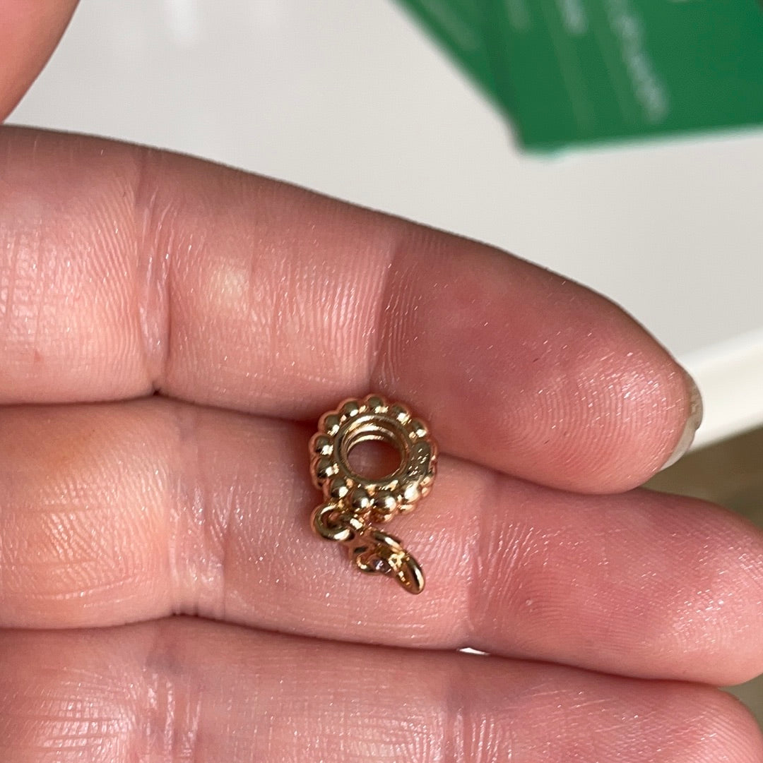 Genuine Pandora Solid 14ct Gold Diamond Posy Flower Dangle Charm HTF