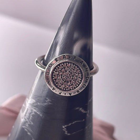 Genuine Pandora Large Pave Signature Circle Ring Size ..