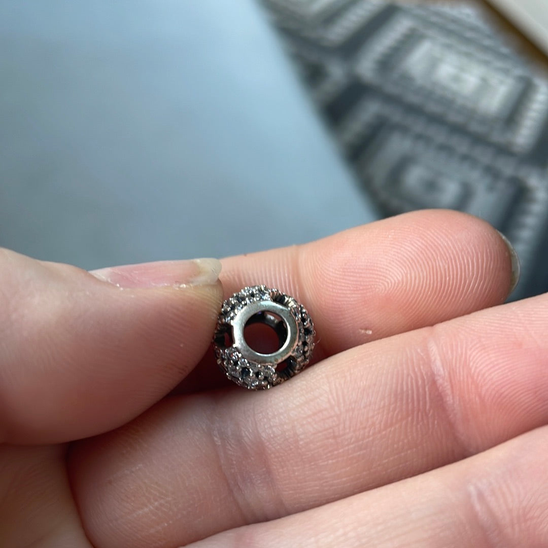 Genuine Pandora Pave Delicate Sparkle Flower Charm