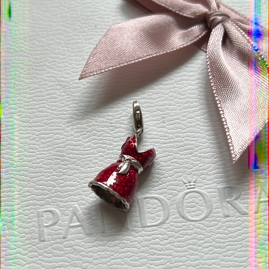 Thomas Sabo Sterling Silver Enamel Dangle Charm Red Dress