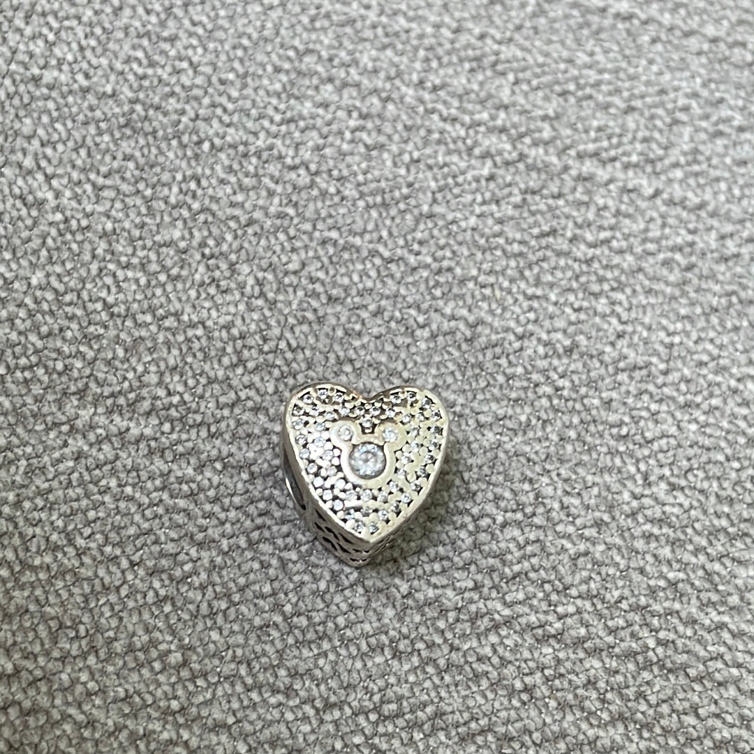 Genuine Pandora Charm Mickey & Minnie Pave Heart 792049CZ