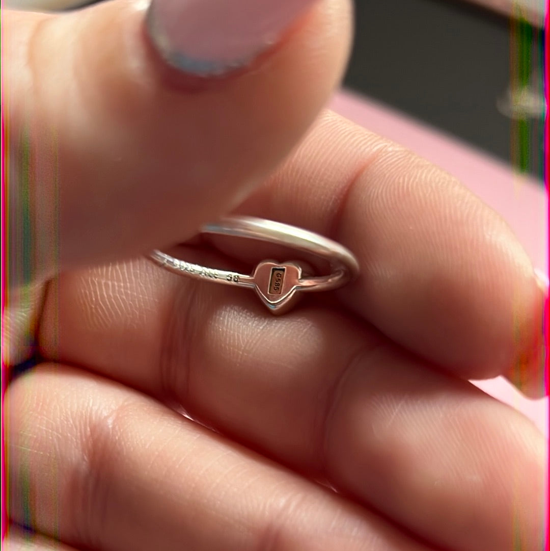 Genuine Pandora 14k Gold Two Tone Domed Heart Ring 50