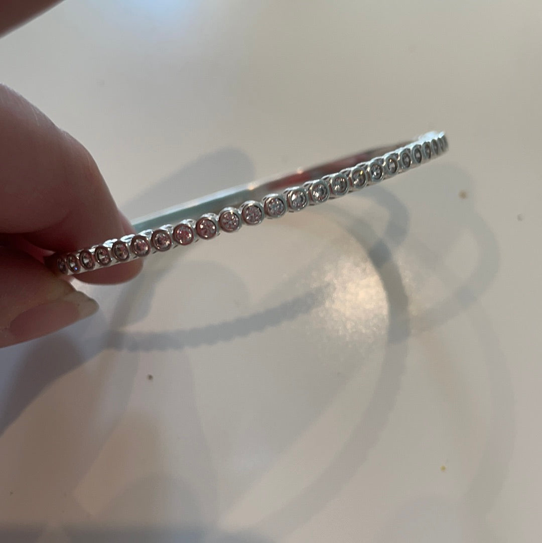 Genuine Pandora Timeless Pave Sparkling Hinged Bangle Rare HTF Size 1