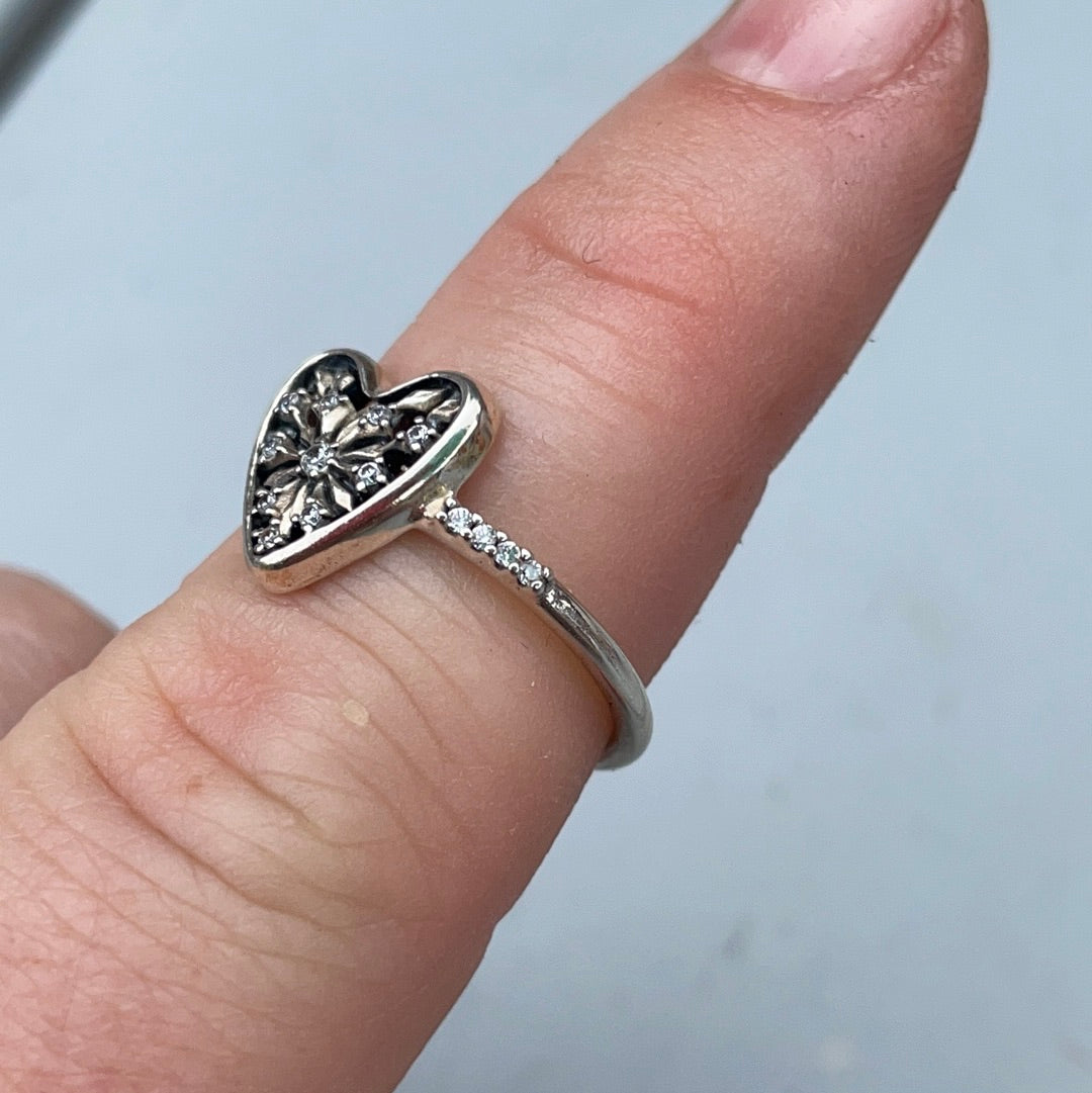 Genuine Pandora Clear CZ You Melt My Heart Pave Ring 54