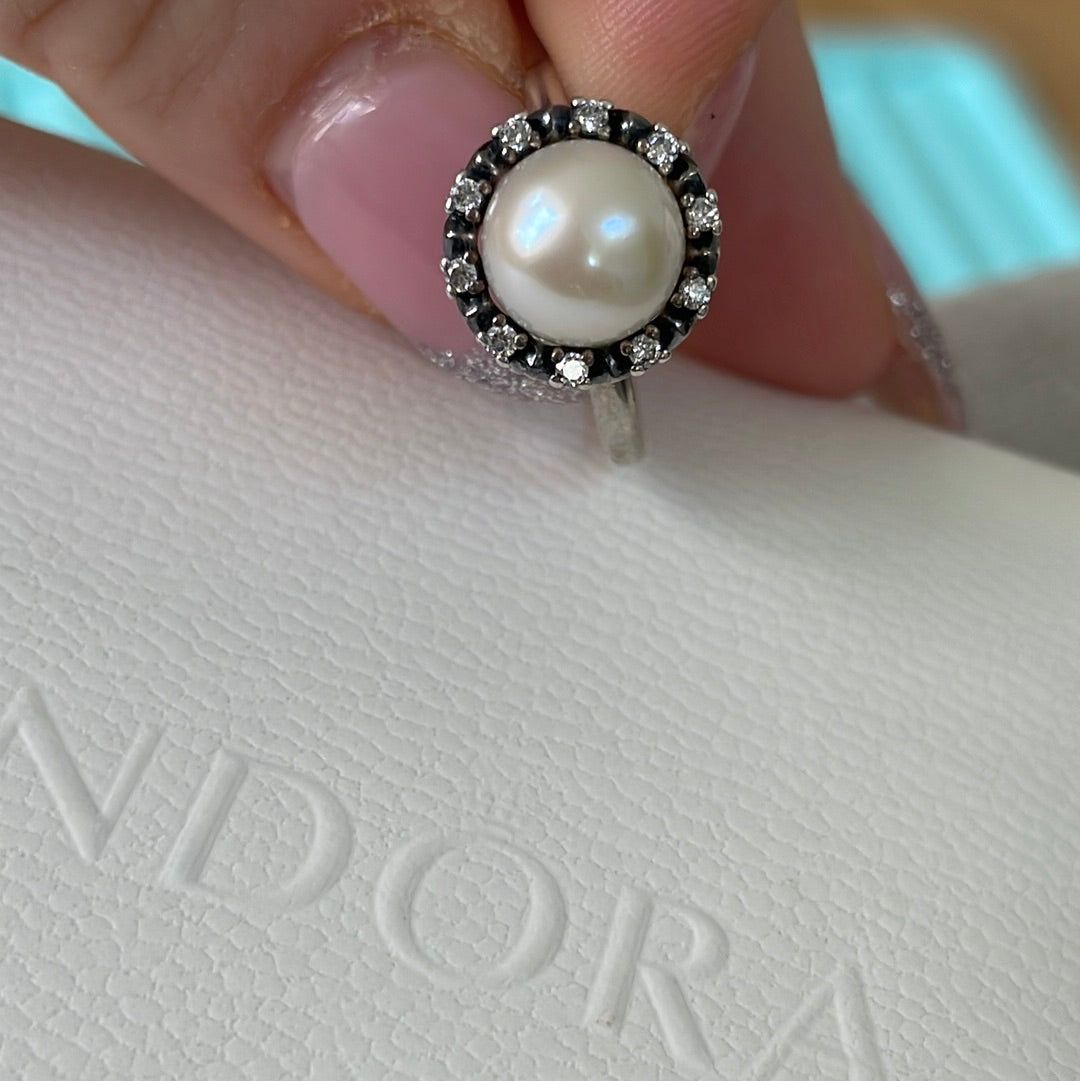 Genuine Pandora Everlasting Grace Pearl Ring Size 54 RARE HTF