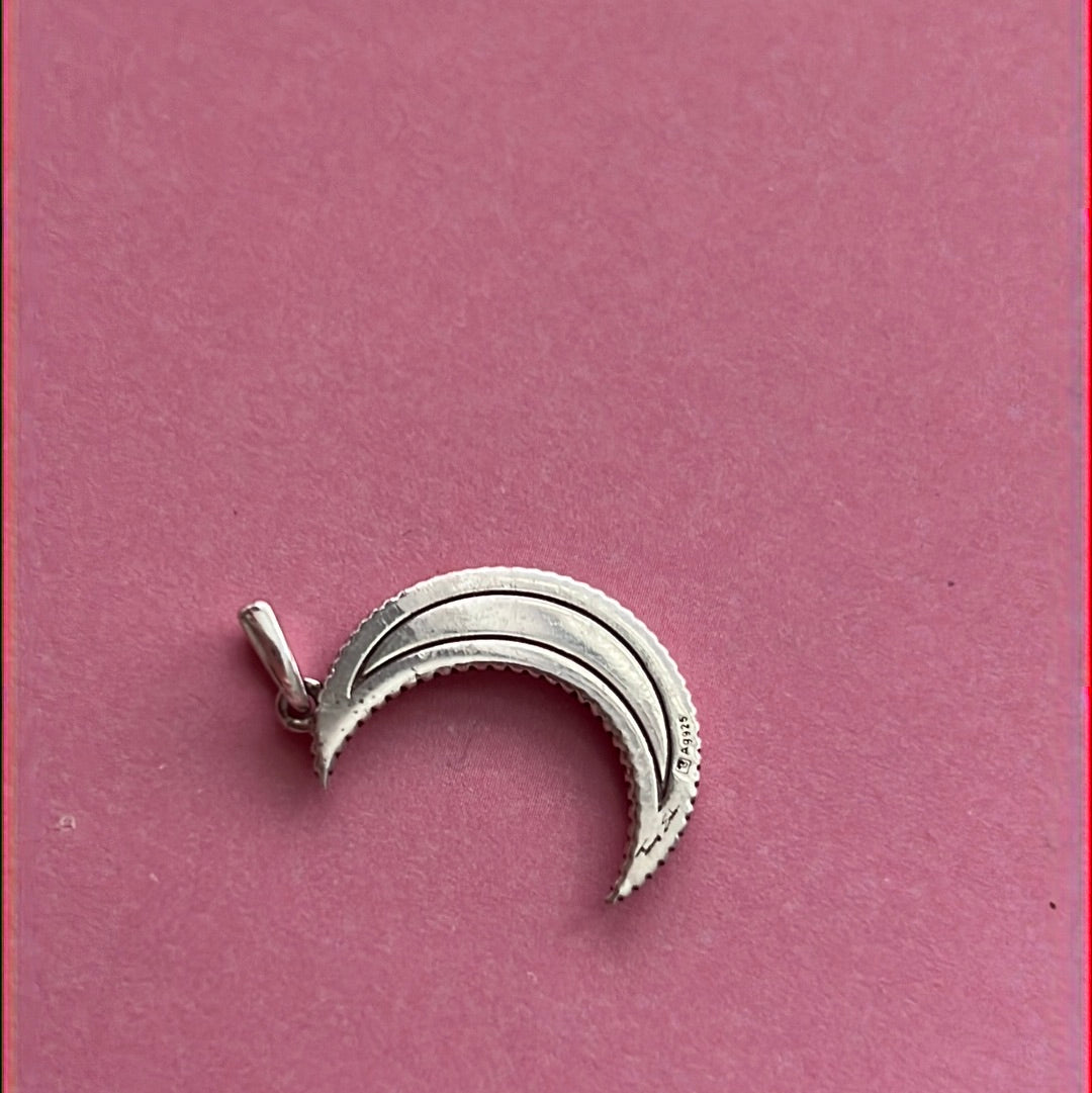 Genuine Thomas Sabo Sterling Silver Pave Royalty Moon Crescent Pendant Charm