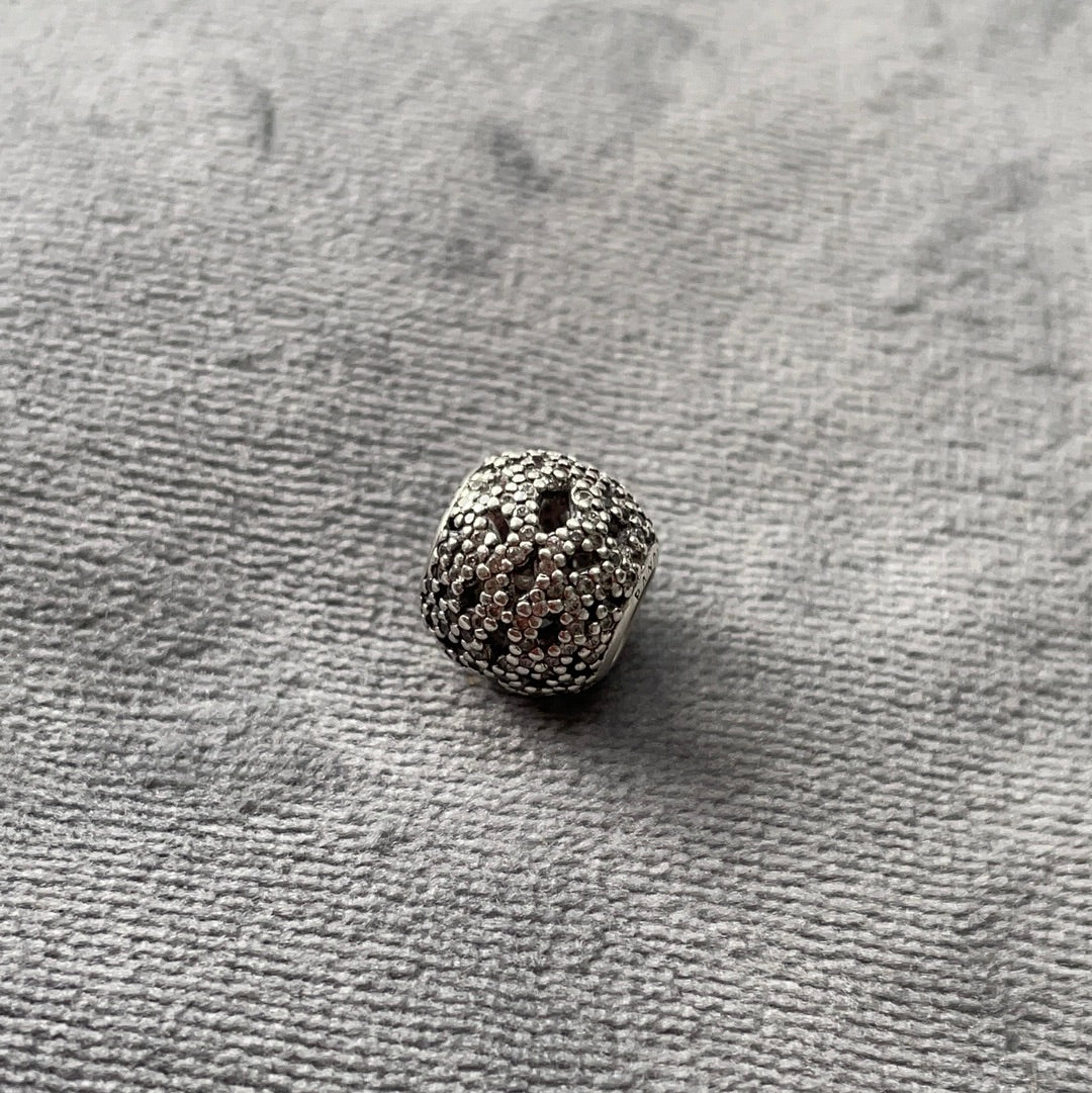 Genuine Pandora Pave Clear Stone Open Work Oriental Charm
