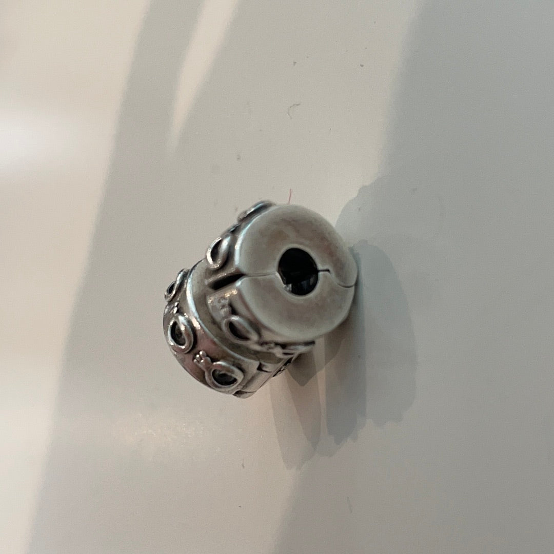Genuine Pandora Pave Logo Crown CZ Silicone Insert Clip x2