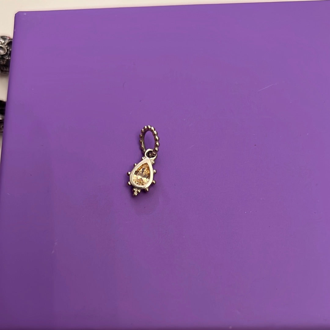 Genuine Chamilia Little CZ Teardrop Gold Dangle Charm