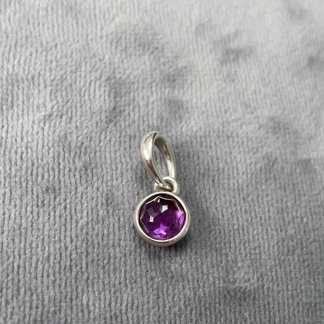 Genuine Pandora Purple Amethyst Birthstone Droplet Dangle Charm