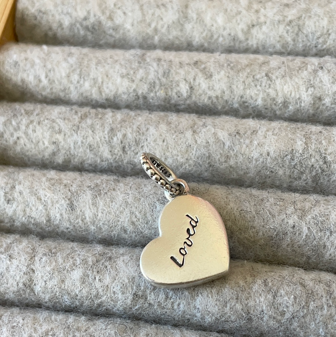 Genuine Pandora Red / Pink Heart Logo Loved Enamel Dangle