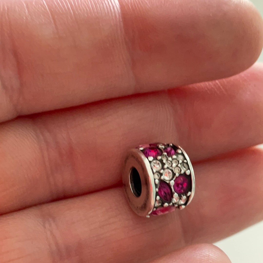 Genuine Chamilia Pink and Clear Large Stone Statement Abstract Charm
