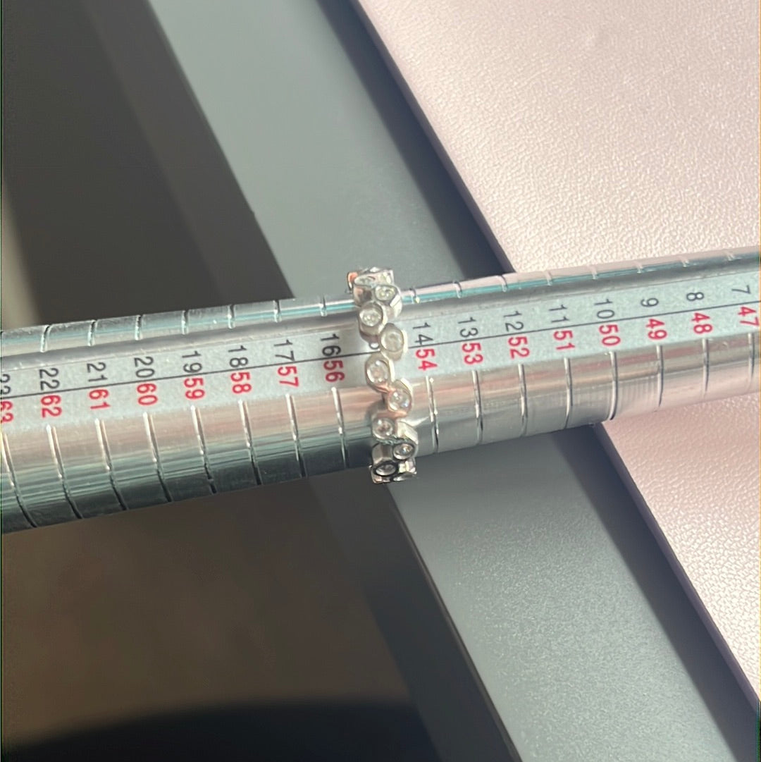 Sterling Silver Bubble Circle CZ Ring Size 55
