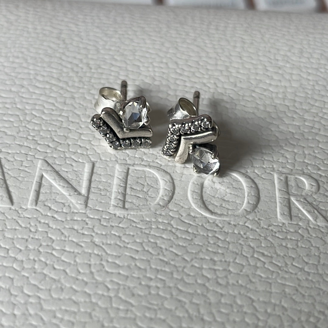 Genuine Pandora Pave Wishbone Earrings