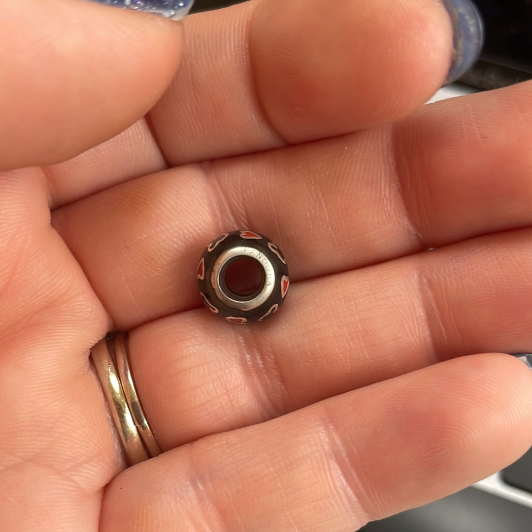 Genuine Pandora Disney Black Enamel Mickey Heart Charm
