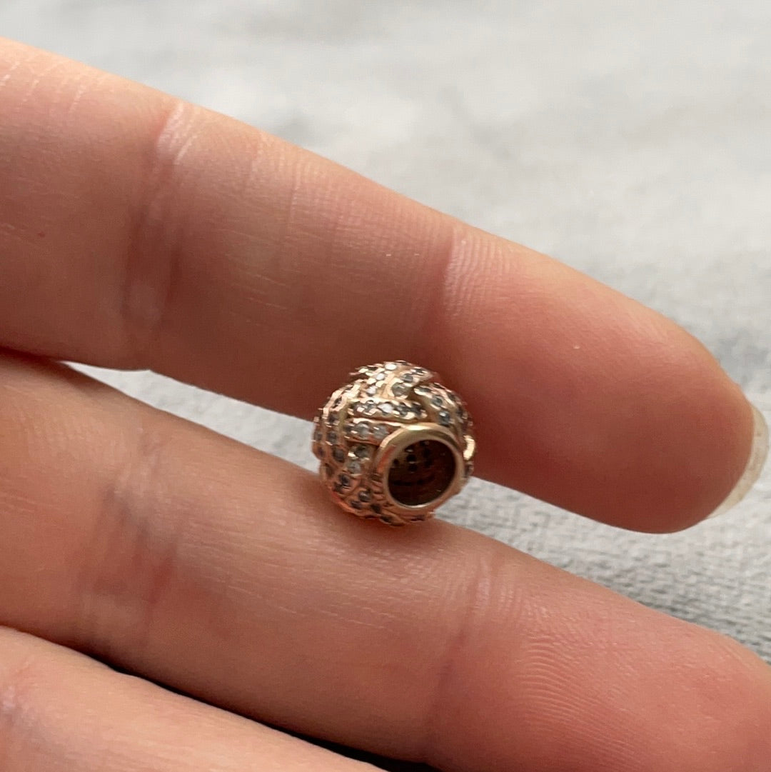 Genuine Pandora Rose Gold Pave Sparkling Basket Weave Knot Charm