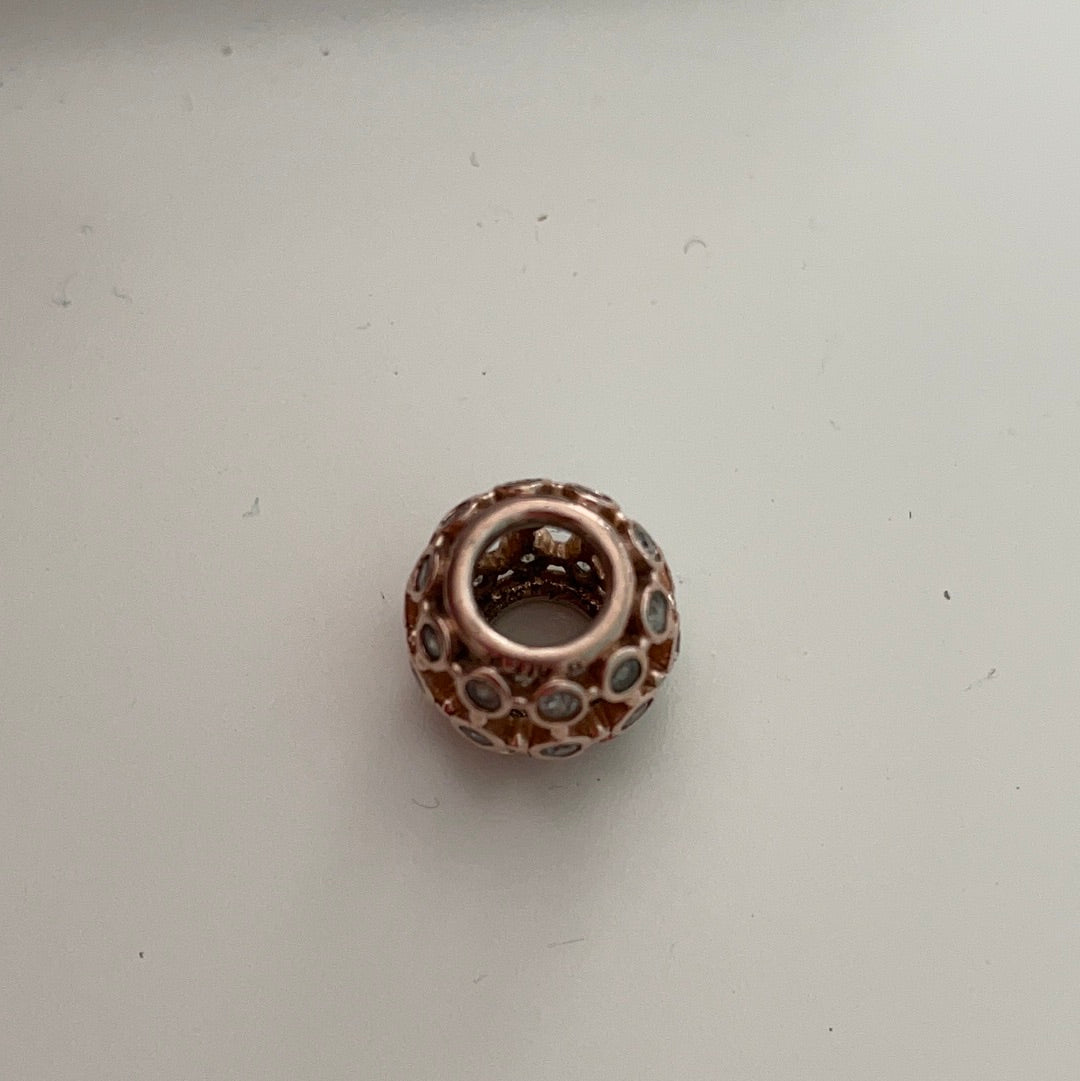 Genuine Pandora Rose Gold Clear Spotlight Cz Charm Openwork