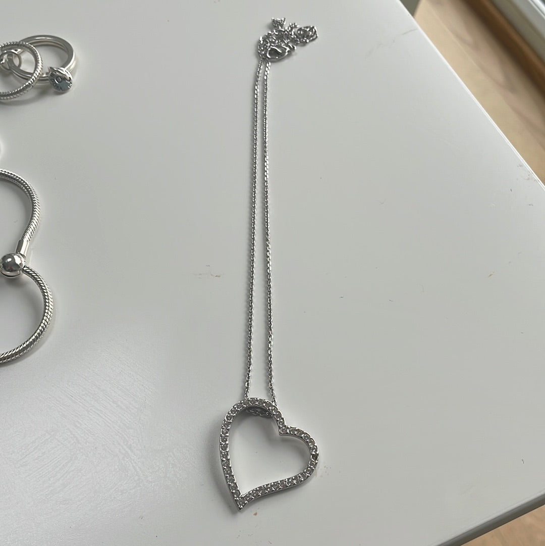 Genuine Swarovski Pave Dangle Heart Necklace 45cm DEFECT