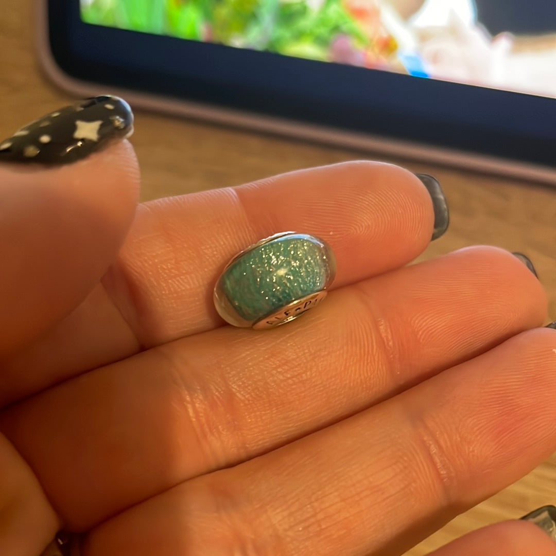 Unbranded Disney Princess Murano In Teal Blue With Sparkle Lovely Charm