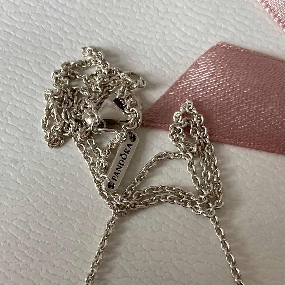 Genuine Pandora Pave Bar With Circle CZ Necklace 40cm drop