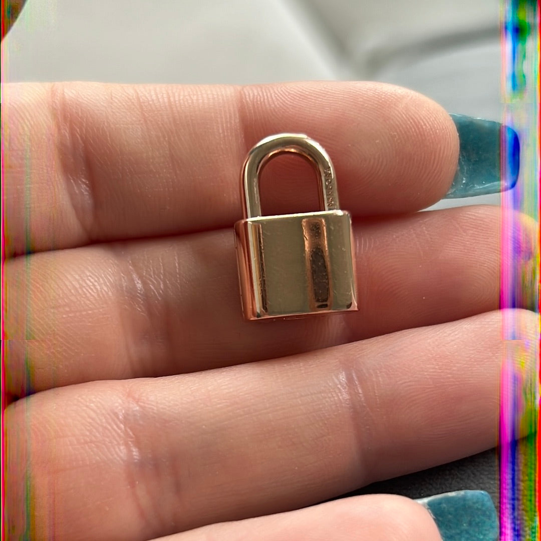 Genuine Pandora Rose Gold Dangle Padlock Heart Charm with Key