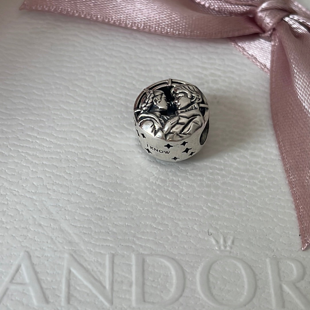 Genuine Pandora Disney Star Wars Leïla and Hans Solo I LOVE YOU Open Work Charm