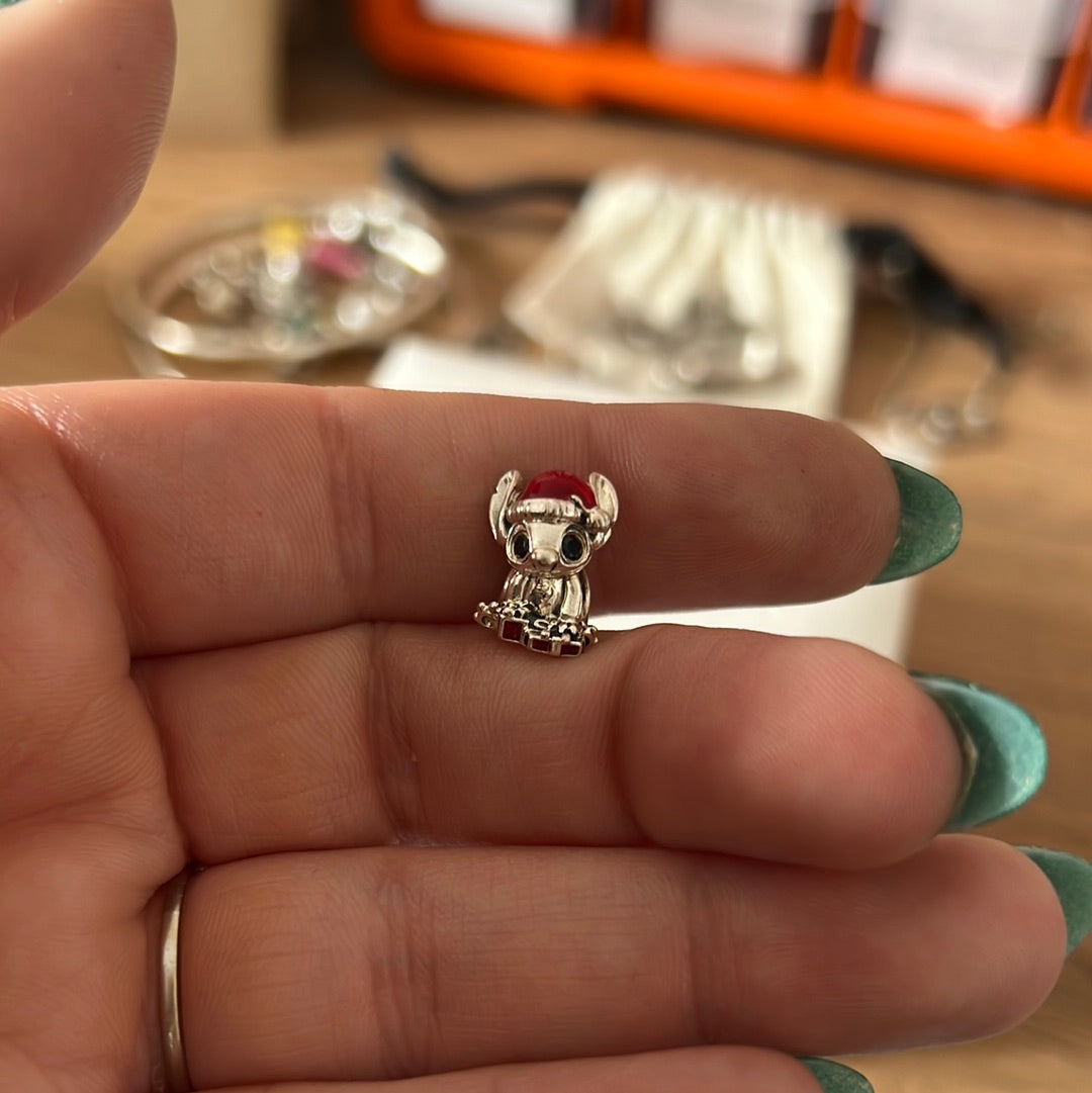 Genuine Pandora Disney Christmas Stitch Charm Enamel Ohana