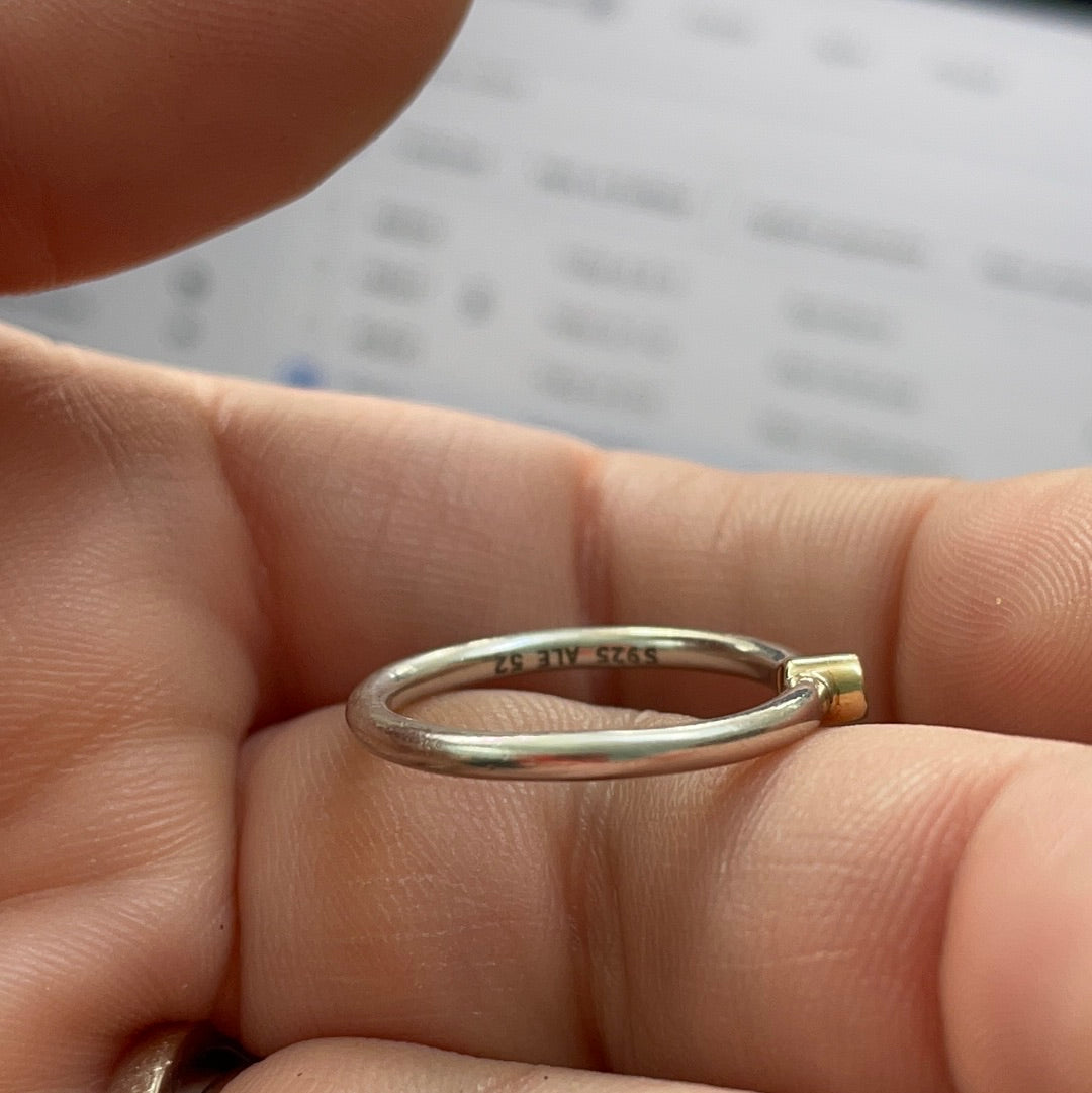 Genuine Pandora Tiny Two Tone Ring Diamond Size 54