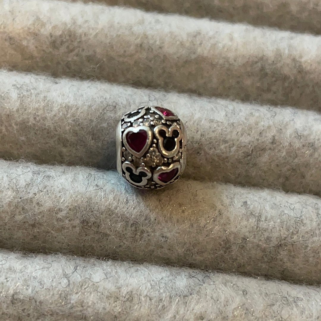 UNBRANDED Disney Mickey Mouse Heads Black and Clear CZ Pave Charm CHEAP