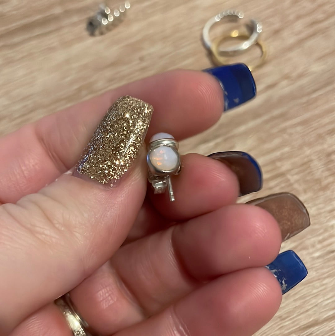 Genuine Pandora Pink Opal October Birthstone Earrings