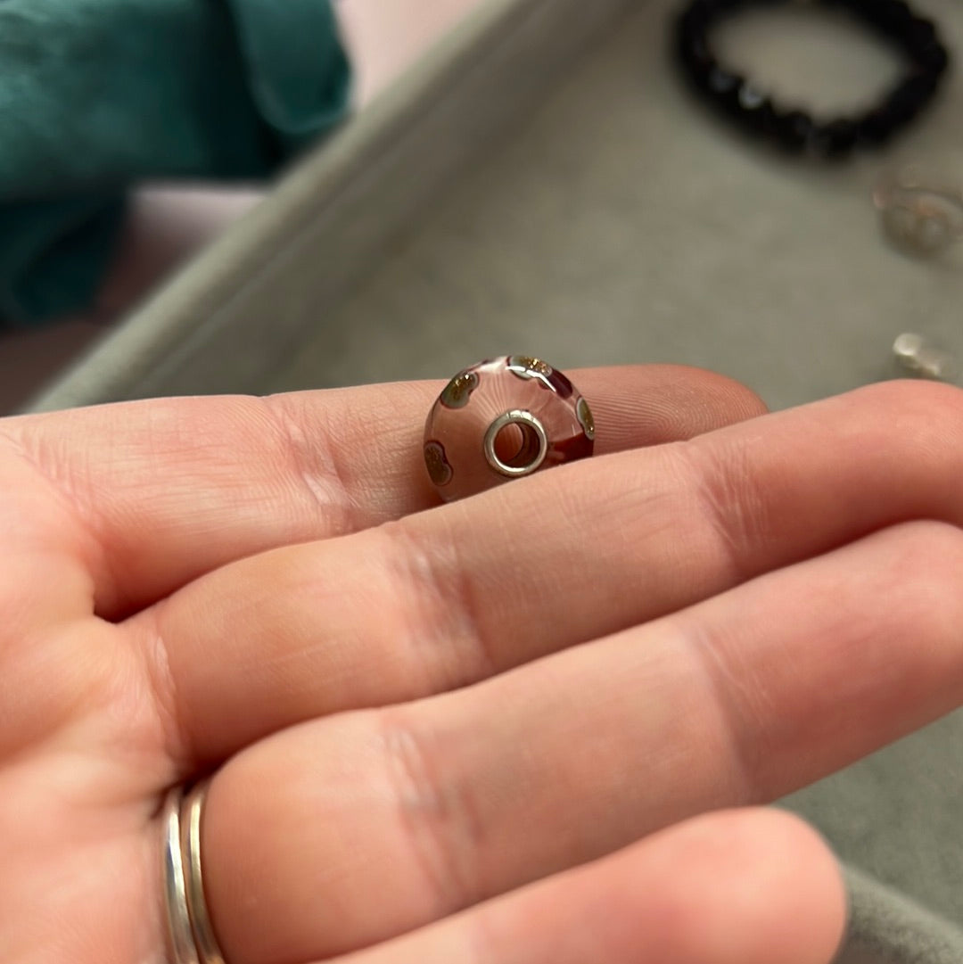Genuine Trollbeads 2015 Valentines Collection Glitter Heart Murano Charm