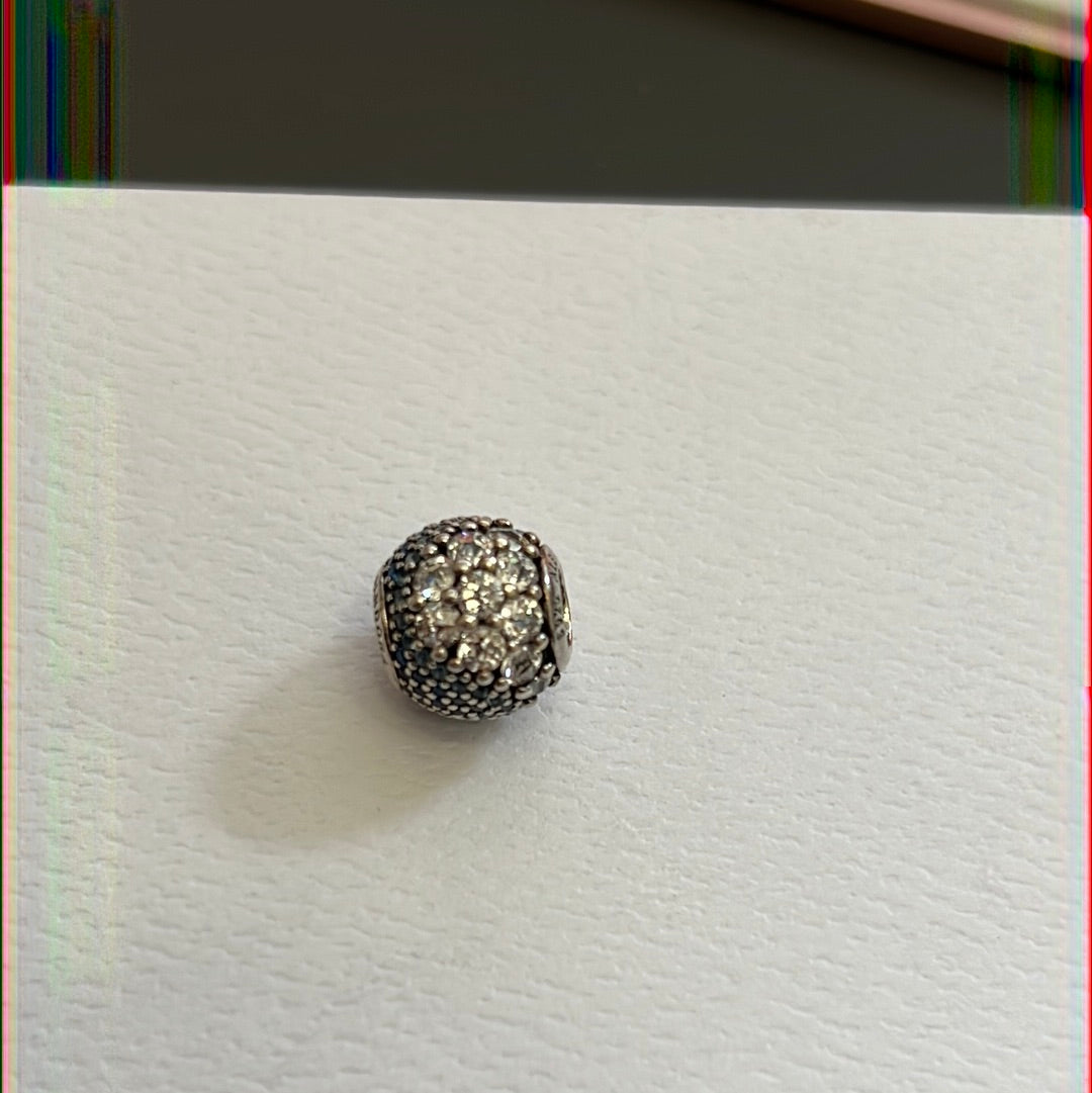 Genuine Pandora Sparkling Blue and Clear Pave Ball Charm