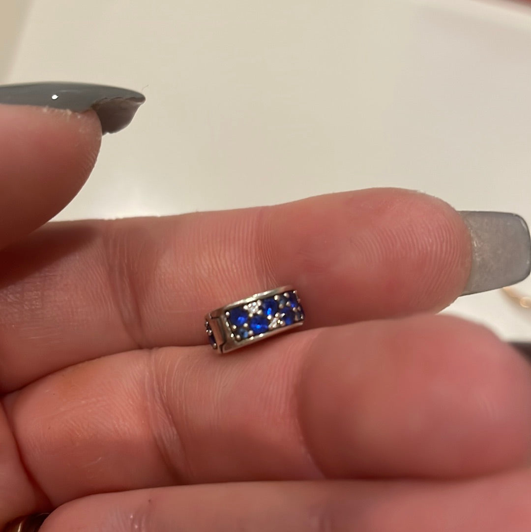 Genuine Pandora Pave Clear and Navy Blue Silicone Insert Clip