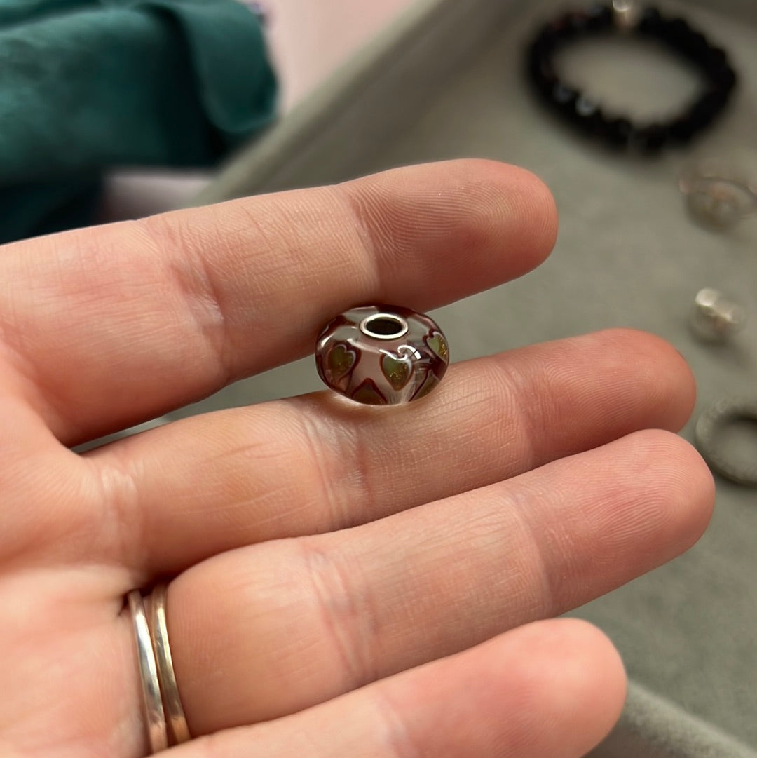Genuine Trollbeads 2015 Valentines Collection Glitter Heart Murano Charm