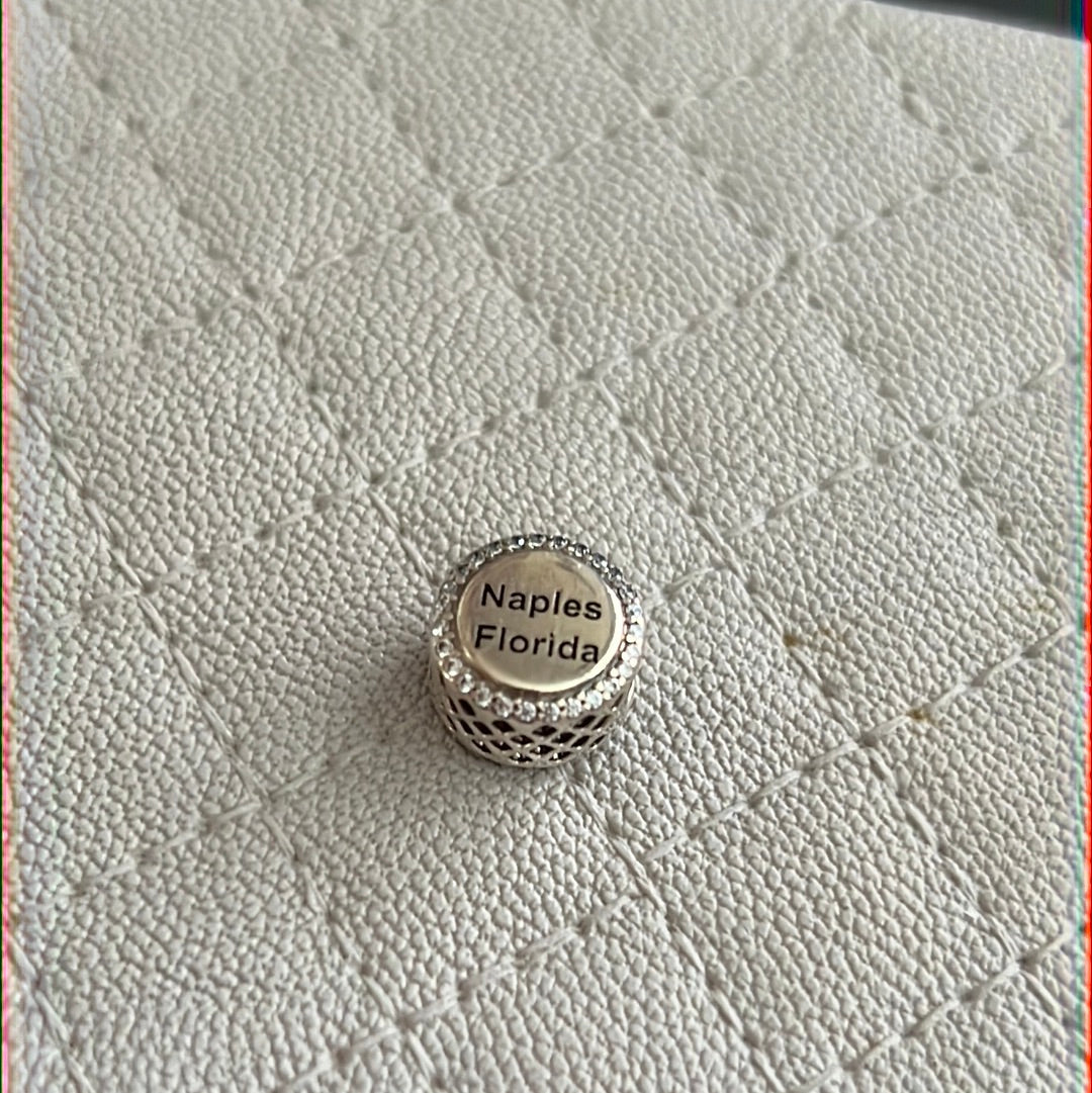 Genuine Pandora Naples Florida Charm Travel Enamel Pave Exclusive RARE Holiday