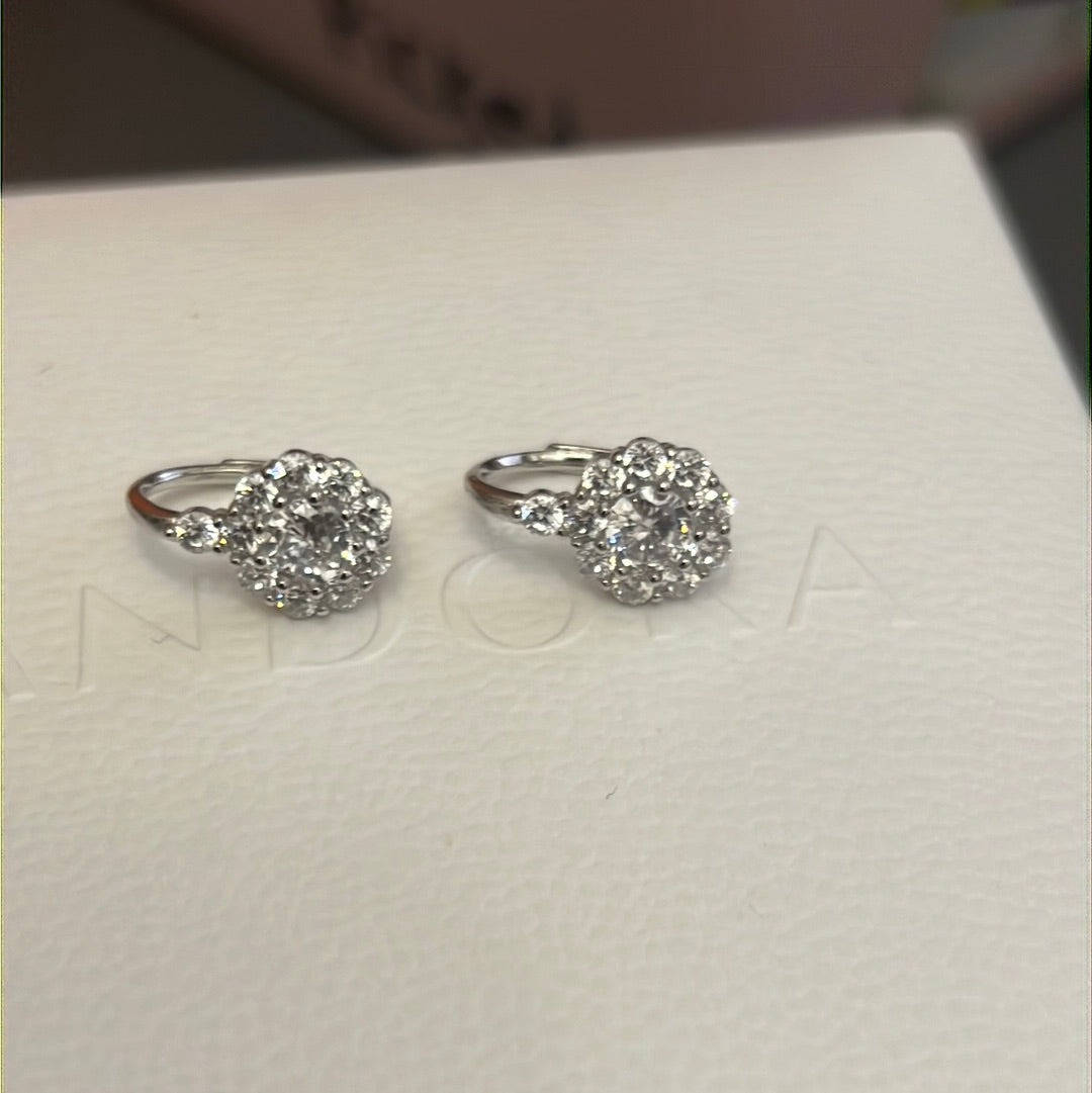 Sterling Silver Pave Snowflake Dangle Earrings