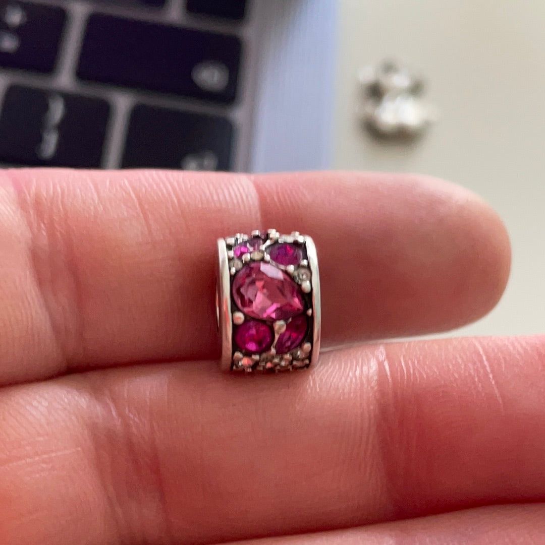 Genuine Chamilia Pink and Clear Large Stone Statement Abstract Charm