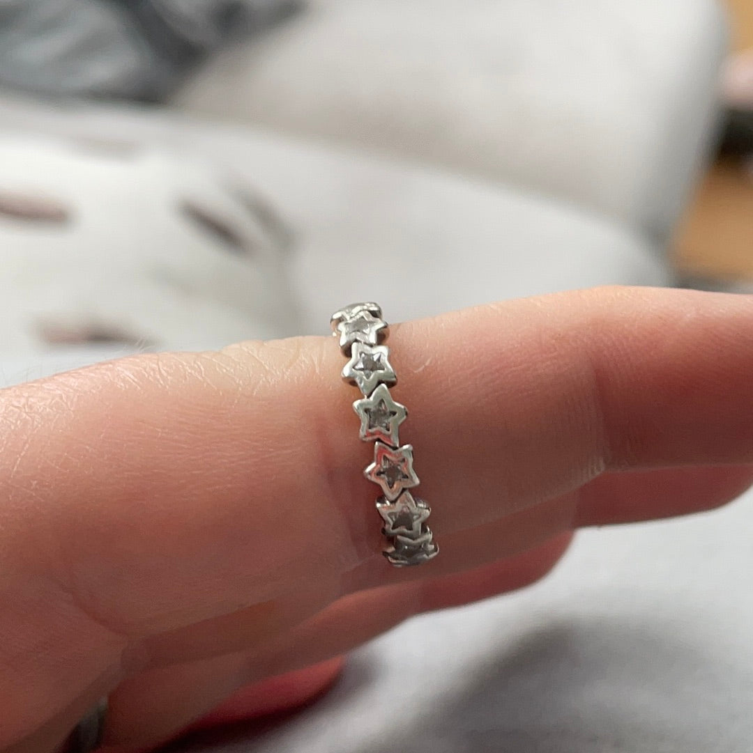 Genuine Pave Star Ring Band Stacker Size..