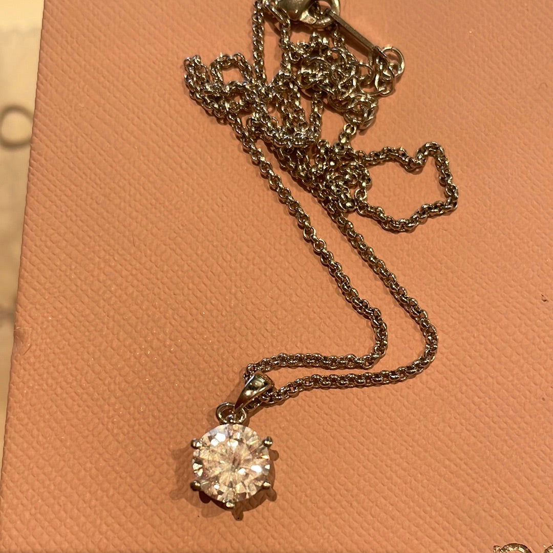 Brand New Sterling Silver Clear Pave CZ Necklace with Adjustable 40cm Chain