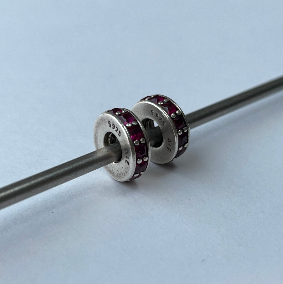 Genuine Pandora Deep Cerise Pink CZ Spacer x2