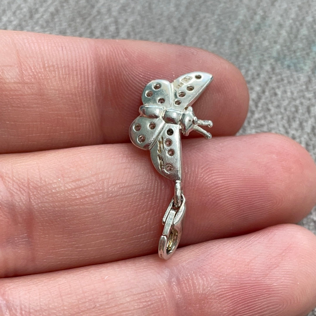 Genuine Thomas Sabo Sterling Silver Pave Butterfly Dangle Clip Charm