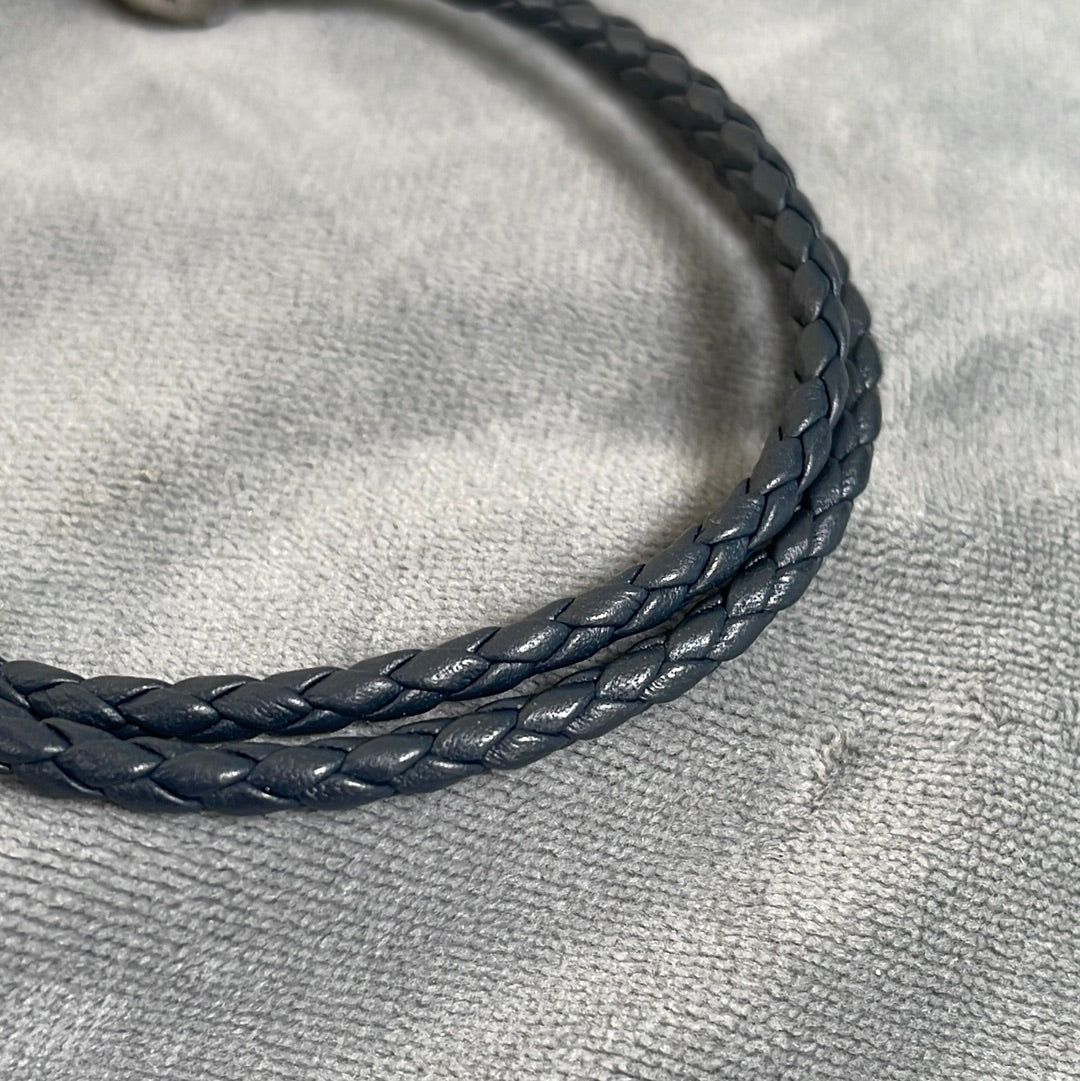 Genuine Pandora Very Dark Grey Double Wrap Leather Bracelet New Style Medium (39cm)