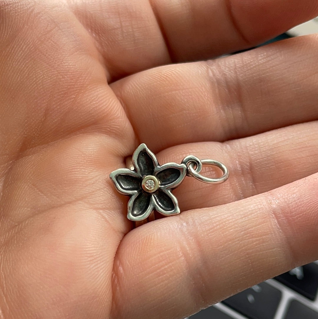 Genuine Pandora He Loves Me Diamond Two Tone Flower Dangle SUPER RARE