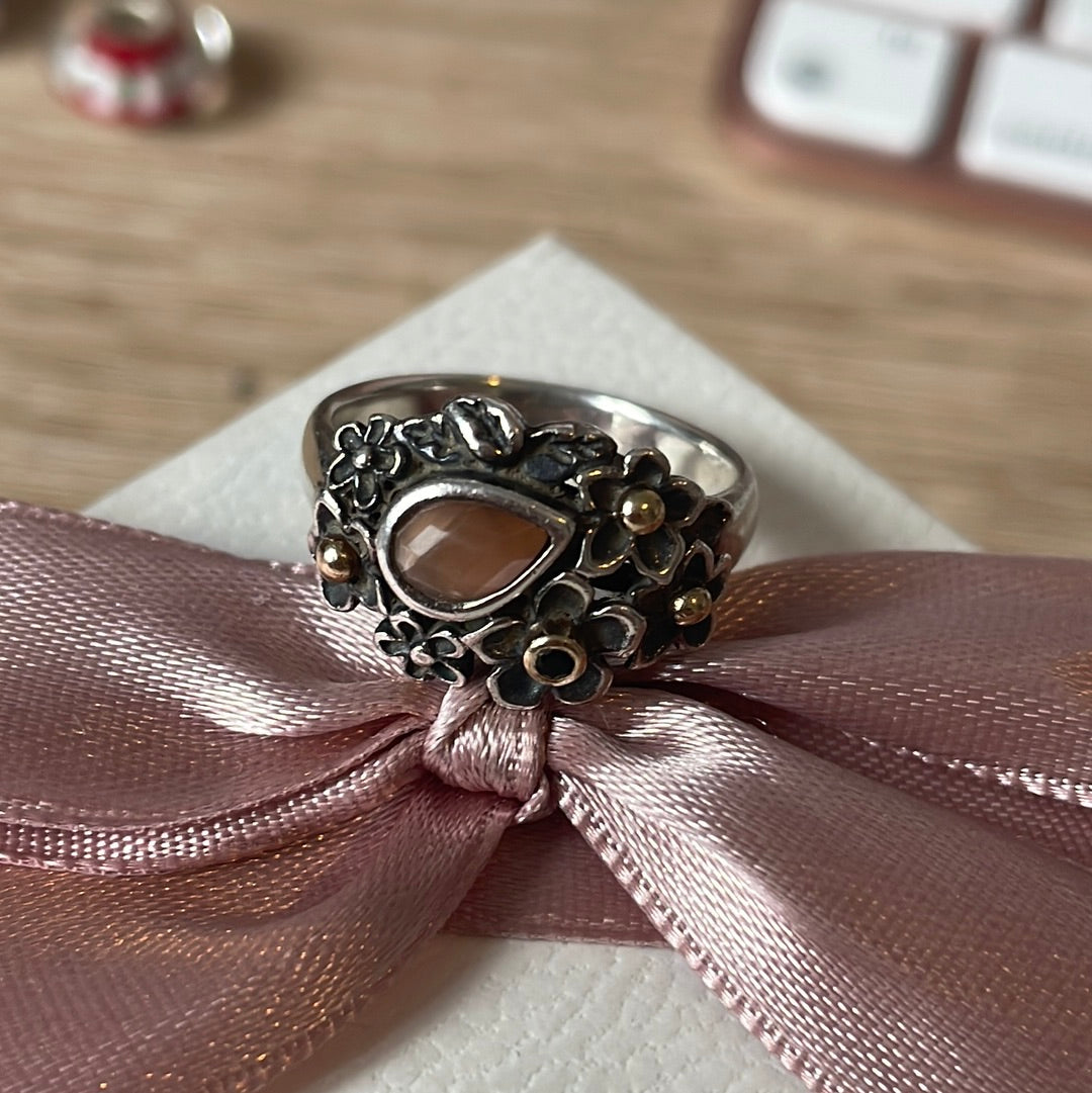 Genuine Pandora Hyper Rare Orange Dew Drops Ring Size 52