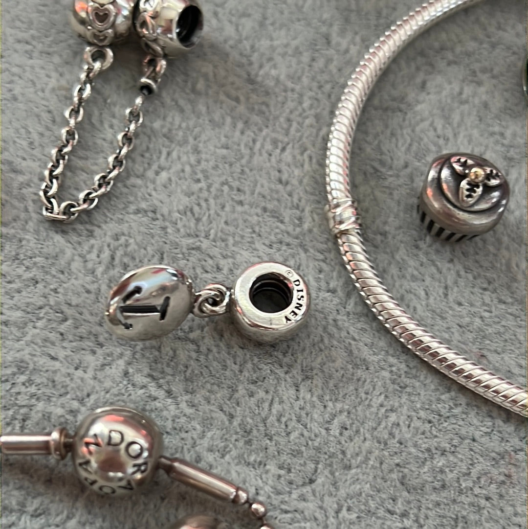 Genuine Pandora Rare Two Tone Disney Cruise Liner Enamel Anchor Dangle Charm HTF
