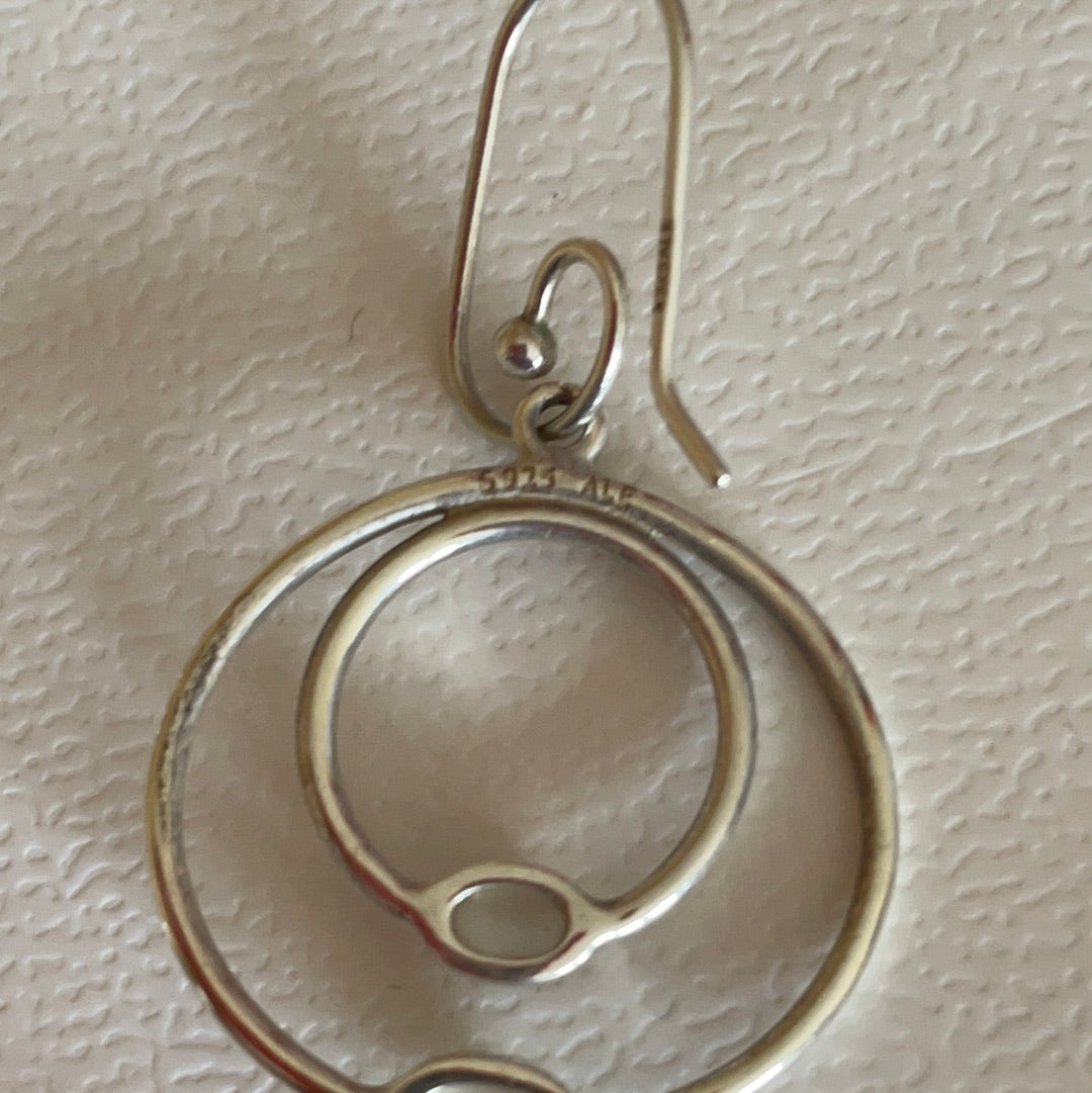 Genuine Pandora Compose HTF Rare Dangle Moonstone Double Layer Hoop