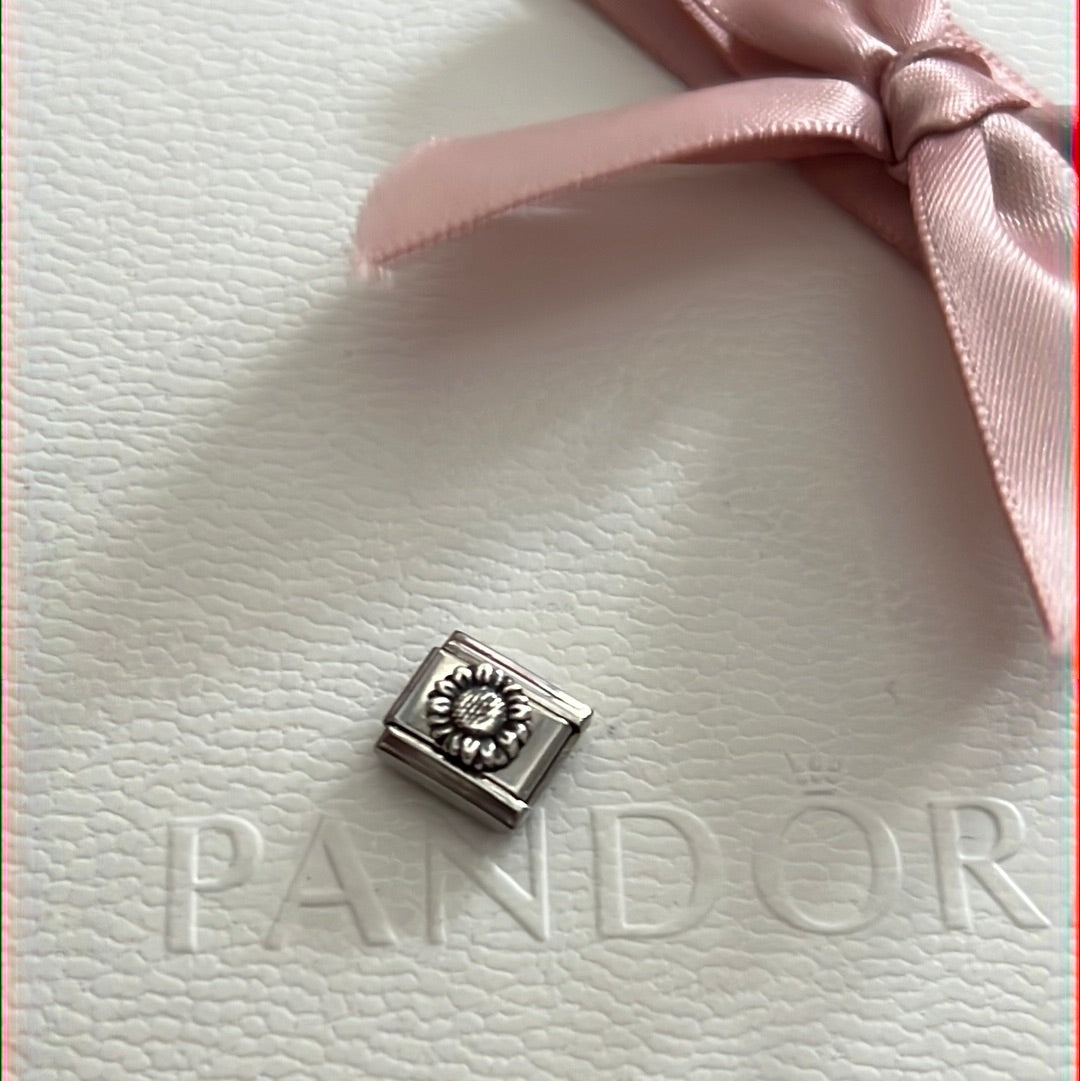 Genuine Nominations Silver Link Charm Daisy Flower
