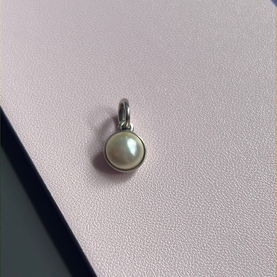 Genuine Pandora Pearl Circle Dangle Pendant Charm