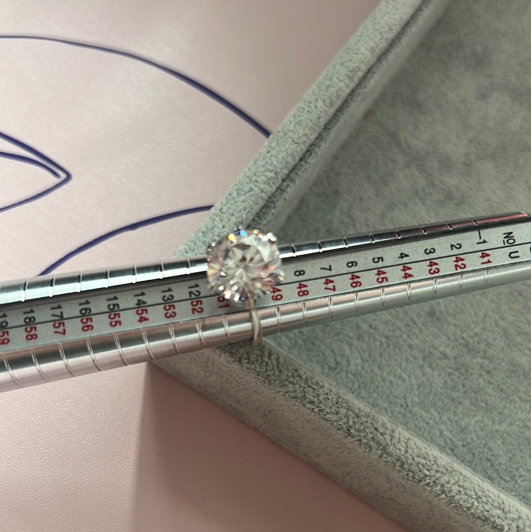 Sterling Silver Huge Clear Circle CZ Ring Size 50