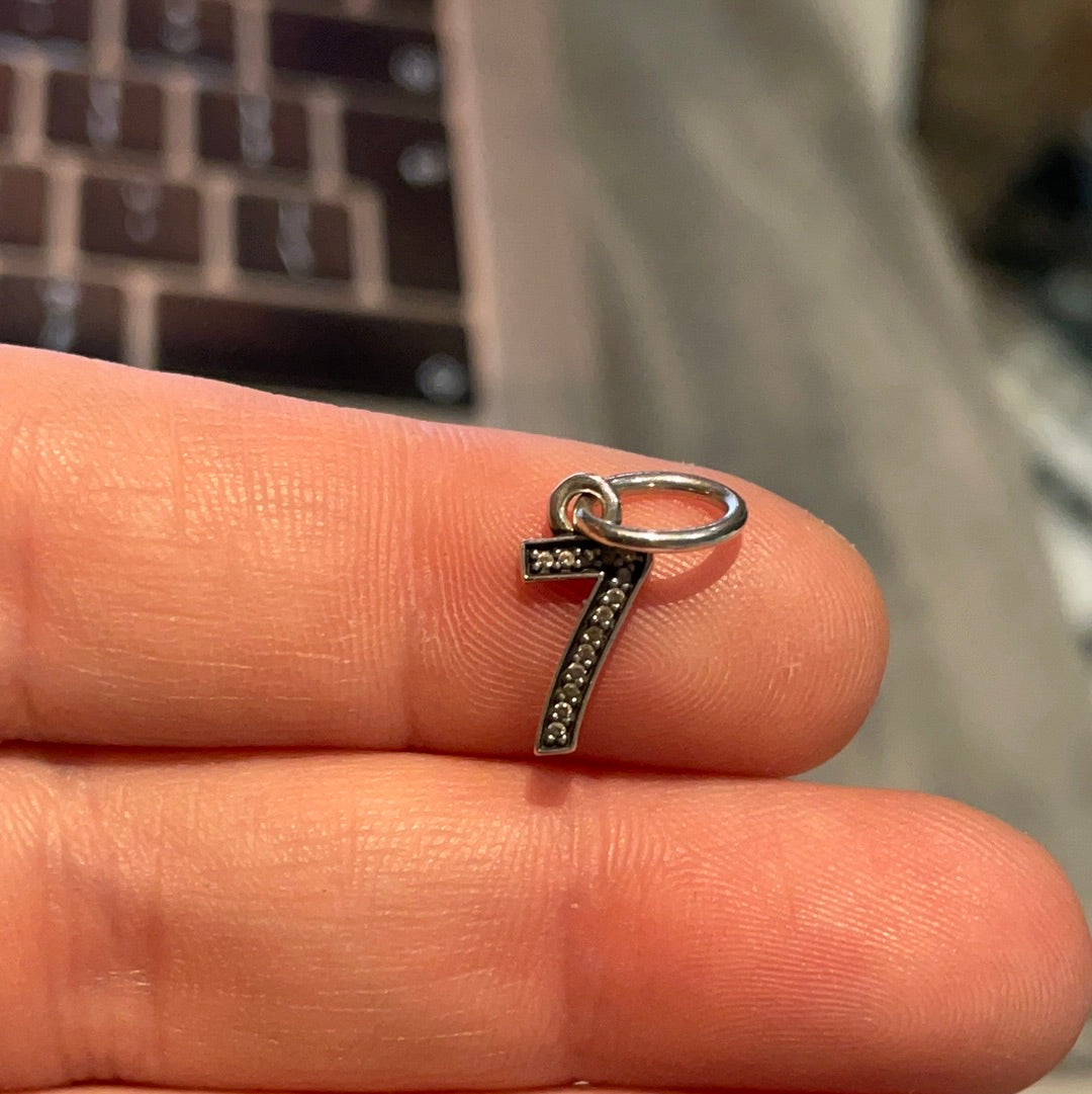 Genuine Pandora Number 7 Dangle Pave Charm